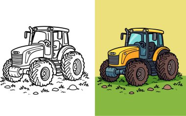 Çiftlik arazisi boyama kitabı sayfasında çocuklar için basit çizgi sanat çizimi çizimi çizimi çizimi