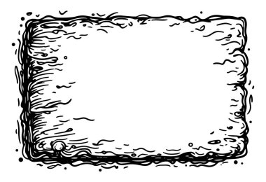 Siyah karalama dikdörtgen çerçeve. El çizimi siyah fırça darbeleri. Beyaz arkaplanda sanatsal grunge biçimi sınırı izole edildi.