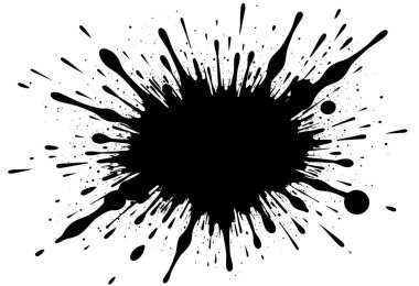 Soyut siyah mürekkep sıçrama ve sıçrama, patlama ve dinamik hareketi temsil eder.