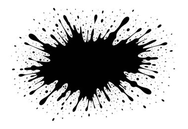 Baloncuklu organik mürekkep lekesi. Geniş çaplı sıçrama. Dijital sanat ve baskı düzeni için Grunge estetiği.