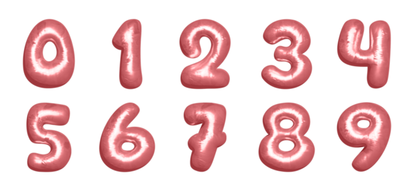 Полное 3D розовое золото шарик номера от 0 до 9 изолированы на белом фоне. Металлические надувные цифры для праздничного оформления, свадьбы, дня рождения, юбилея, празднования Нового года и праздничного оформления