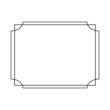 Kıvrımlı köşeleri olan zarif çift çizgi iskeleti. Sertifikalar, davetiyeler, etiketler, sınırlar, metin kutuları ve tasarım için kullan.