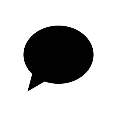 İletişim, konuşma ya da sohbet için dijital ve yazdırma tasarımlarına uygun basit, koyu siyah bir konuşma balonu simgesi.