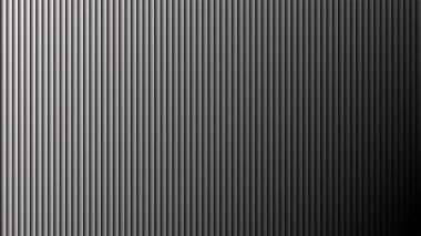 Parlak gümüşten derin kömüre doğru pürüzsüz bir değişime sahip dikey çubukların soyut ve pürüzsüz deseni, fon arkaplanı için ideal.