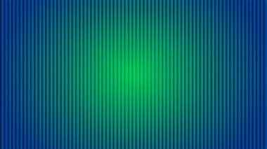 Dikey kıvrımlı çizgilerin yer aldığı soyut arkaplan, merkezden yayılan yumuşak bir ışıltıyla koyu maviden canlı yeşile dönüşüyor..