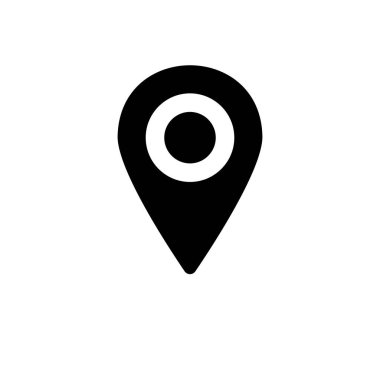 Belirli bir konumu, hedefi ya da ilgi noktasını temsil eden açık, minimalist bir siyah harita pin simgesi. Web, mobil uygulamalar, navigasyon veya dijital tasarım projeleri için mükemmel.