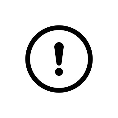Minimalist bir siyah ünlem işareti uyarı simgesi kusursuz bir daire içinde sunulur, temiz, düz bir tasarım tarzına sahiptir. Uyarılar, hatalar ve önemli uyarılar için ideal.
