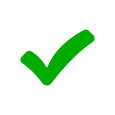 Temiz beyaz bir arkaplan üzerinde canlı bir yeşil işaret simgesi, derhal onay, başarı ve tamamlanma iletiyor. UI / UX, web ve doğrulama için mükemmel.