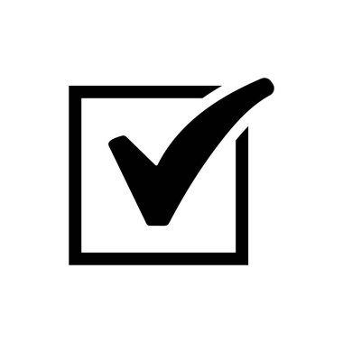 Gıcır gıcır, siyah kontrol işareti simgesi bir kare içinde cesurca merkezlenir, bu da onay, tamamlama ve doğruluğu gösterir. Bu temiz düz tasarım ağ, uygulama veya UI elementleri için idealdir.