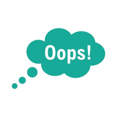 Canlı bir turkuaz düşünce baloncuğu 'Tüh! Beyazlar içinde, parlak, hatta minimalist düz bir tasarımla ışıklandırılmış. Dijital arayüzler ya da uygulamalar için ideal, tasasız bir hata iletir.