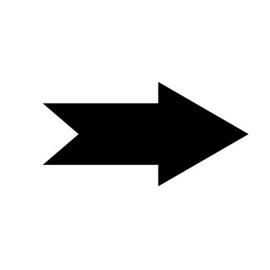 Basit düz bir dizaynda, sağ tarafı gösteren koyu siyah bir ok simgesi. Vektör grafiklerindeki yön, yön veya ilerleme kavramları için mükemmel.