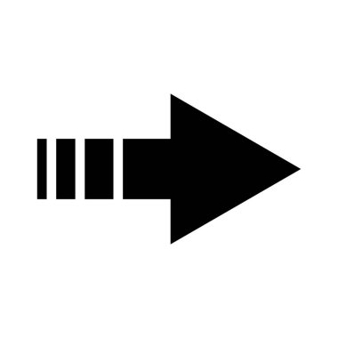 Beyaz arkaplanı olan basit, temiz bir siyah ok simgesi. Düz tasarım projelerinde yön, navigasyon veya ilerleme göstergeleri için ideal.