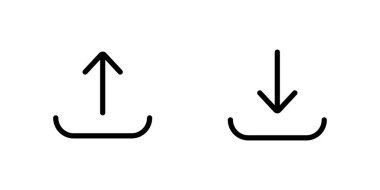 Eylemleri yüklemek ve indirmek için basit, temiz satır simgeleri, kullanıcı arayüzleri ve dijital uygulamalar için mükemmel. Düz tasarım biçimi.