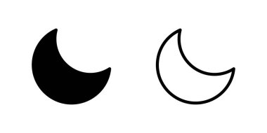 Basit bir vektör grafiği. Katı, siyah bir hilal ve hilal şeklindeki bir ay var. Minimalist tasarım projeleri ve simgeler için mükemmel..