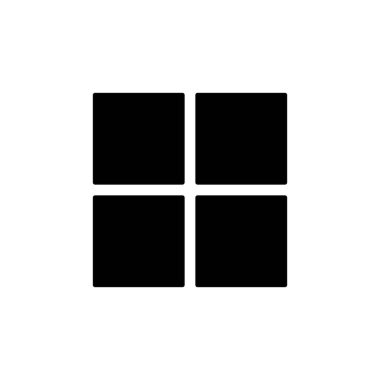 Basit, minimalist bir grafik. 2x2 'lik bir ızgarada dizilmiş dört katı siyah kare var. Web tasarımı için mükemmel, UI ögeleri, veya soyut arkaplanlar.