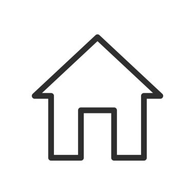 Basit bir çatı ve kapı aralığı olan bir ev ikonunun tertemiz, minimalist vektör çizimi. Web tasarımı, emlak ve markalaşma için mükemmel..