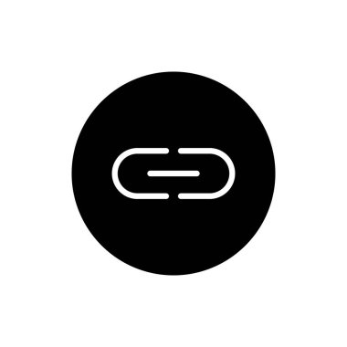 İçinde beyaz halka simgesi olan basit bir siyah daire, bağlantı ve çevrimiçi kaynakları temsil ediyor. Web tasarımı ve dijital kavramlar için ideal.