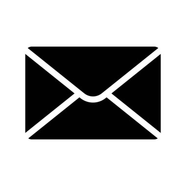 Zarf simgesinin basit bir siyah-beyaz çizimi, temiz bir düz tasarım tarzında e- posta, iletişim veya mesaj grafikleri için mükemmeldir.