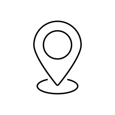Düz dizayn tarzında bir harita iğne simgesinin temiz, minimalist vektör çizimi, navigasyon, konum ve seyahat grafikleri için mükemmel.