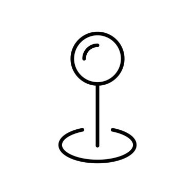 Harita iğne simgesinin minimalist siyah-beyaz vektör çizimi, navigasyon ve konum tabanlı grafik tasarımı için mükemmel.