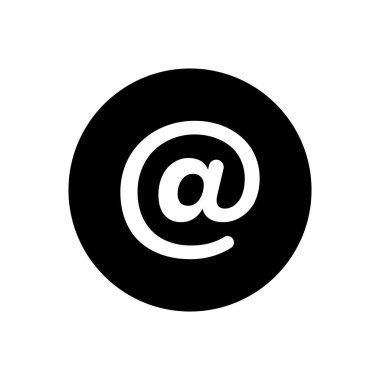 Çember içinde bir '@' sembolünün temiz, modern düz tasarım vektör çizimi, e- posta ve iletişim simgeleri için mükemmel.