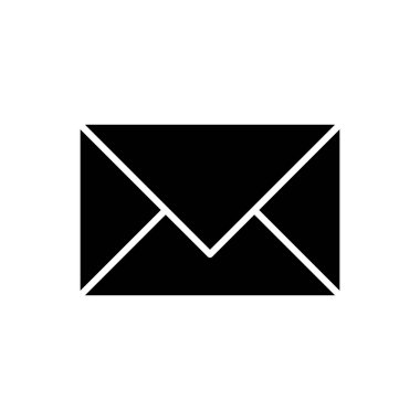 E- posta ya da posta servislerini temsil eden basit bir siyah zarf simgesi. Temiz, ölçeklenebilir bir vektör illüstrasyonunda sunulan web tasarımı ve iletişim grafikleri için ideal.