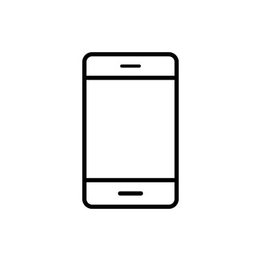 Akıllı telefon taslak ikonunun temiz, minimalist vektör çizimi, mobil uygulama arayüzleri, teknoloji web siteleri ve dijital iletişim kavramları için mükemmel. Düz tasarım biçimi.