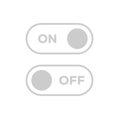 ON ve OFF 'nin minimalist düz tasarım vektör ilülasyonu anahtar simgeleri, kullanıcı arayüzü tasarımı ve dijital denetimler için mükemmeldir.