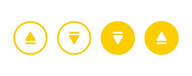 Parlak sarı dairesel ortam oynatıcı simgeleri koleksiyonu temiz, düz tasarım vektör ilüstrasyonunda oyun, duraklama, geri sarma ve ileri sarma.