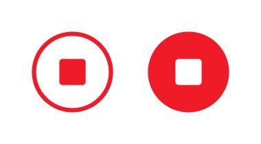 Bir çember içinde kare şekilli iki kırmızı dur düğmesi simgesinin temiz bir vektör çizimi, ortam oyuncuları ve UI tasarım elemanları için mükemmel.
