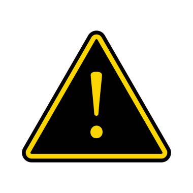 Sarı kenarlı ve ünlem işareti olan siyah üçgen uyarı işaretinin net bir vektör çizimi, uyarı ve güvenlik uyarıları için mükemmeldir..