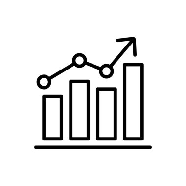 Bir bar grafiği üzerinde yükselen bir eğilim grafiği ile finansal büyümeyi tasvir eden, başarıyı ve ilerlemeyi sembolize eden minimalist düz tasarım vektör çizelgesi.