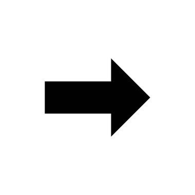 Sağı gösteren, basit, koyu siyah bir ok, temiz bir vektör grafiği olarak sunuluyor. Dijital ortamda gezinti, yön veya ilerleme göstergeleri için ideal.