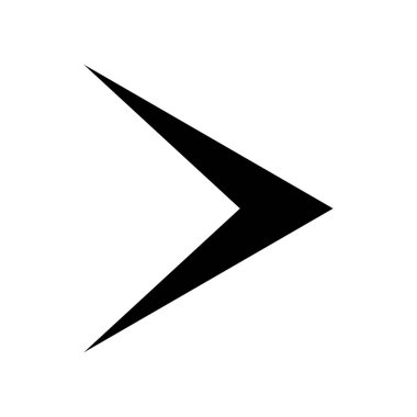 Minimalist bir siyah simge oku, beyaz arka planda izole edilmiş bir şekilde sağı gösterir. Yönlendirme, ilerleme veya navigasyon grafik tasarım elementleri için mükemmel.