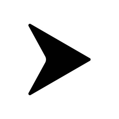 Düz dizayn tarzında, yönü, ilerlemeyi veya 'sonraki' işlevselliği temsil eden modern, siyah bir ok simgesi. Dijital arayüzler ve sunumlar için mükemmel.