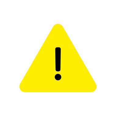 Beyaz arkaplanda siyah ünlem simgesi olan sarı uyarı üçgeni