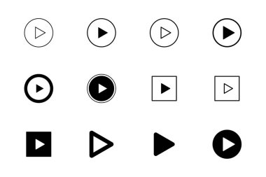 Ortam denetim arayüzleri için çeşitli çalma düğmesi simgelerinin koleksiyonu.