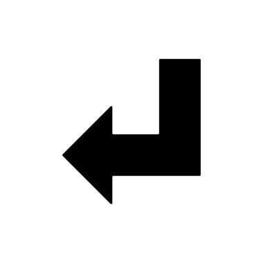 Siyah L biçimli ok solu gösteriyor ve beyaz arkaplanda yukarı doğru dönüyor.