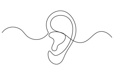 Beyaz arkaplanda işitme cihazının vektör illüstrasyonu