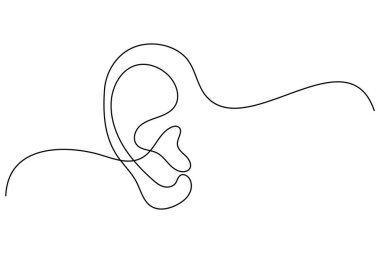 Tek çizgi insan kulağı ana hatları Basit sürekli çizim tasarımı