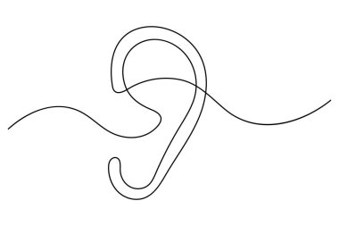 Tek çizgi insan kulağı ana hatları Basit sürekli çizim tasarımı