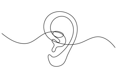 Tek çizgi insan kulağı ana hatları Basit sürekli çizim tasarımı