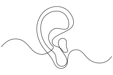 Tek çizgi insan kulağı ana hatları Basit sürekli çizim tasarımı