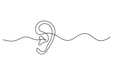 İnsan kulağı çiziminin kesintisiz bir çizimi çok az tasvir içeriyor.