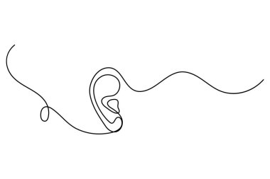 İnsan kulağı çiziminin kesintisiz bir çizimi çok az tasvir içeriyor.