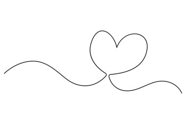 Kalp şekli el çizimi vektör illüstrasyonunun kesintisiz çizimi