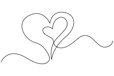 Kalp şekli el çizimi vektör illüstrasyonunun kesintisiz çizimi