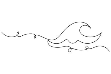 Minimalist sürekli okyanus dalgası basit deniz ana hatlı vektör çizimleri çiziyor