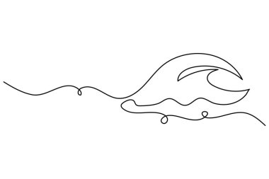 Minimalist sürekli okyanus dalgası basit deniz ana hatlı vektör çizimleri çiziyor