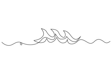 Minimalist sürekli okyanus dalgası basit deniz ana hatlı vektör çizimleri çiziyor